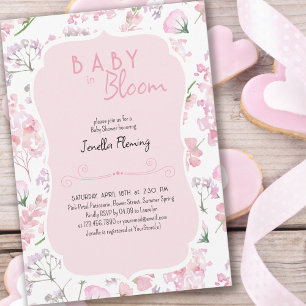 Invitation Bébé en Fleur Baby shower Floral rose doux