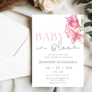 Invitation Bébé en Fleur Baby shower Lily Floral