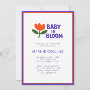 Invitation Bébé en Fleur Baby Shower Minimaliste Moderne Tend