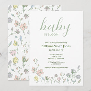 Invitation Bébé en fleur Baby shower Sexe Neutre