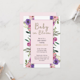 Invitation Bébé en Fleur Blush Floral Aquarelle Baby shower