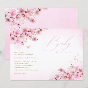 Invitation Bébé en Fleur Blush Rose Floral Baby shower fille