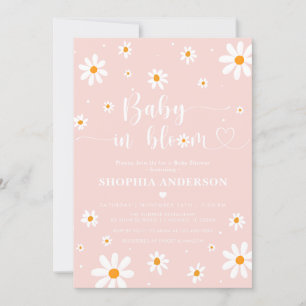 Invitation Bébé En Fleur Boho Blush Daisy Floral Girl Douche