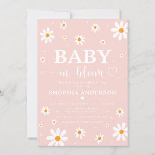 Invitation Bébé En Fleur Boho Blush Daisy Floral Girl Douche