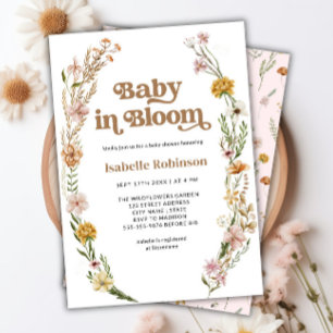 Invitation Bébé en Fleur Boho Chic Floral Baby shower rose