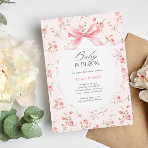 Invitation Bébé en Fleur Coquette Baby shower d'aquarelle