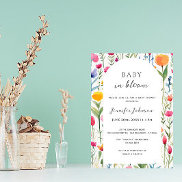 Invitation Bébé en fleur d'aquarelle Baby shower