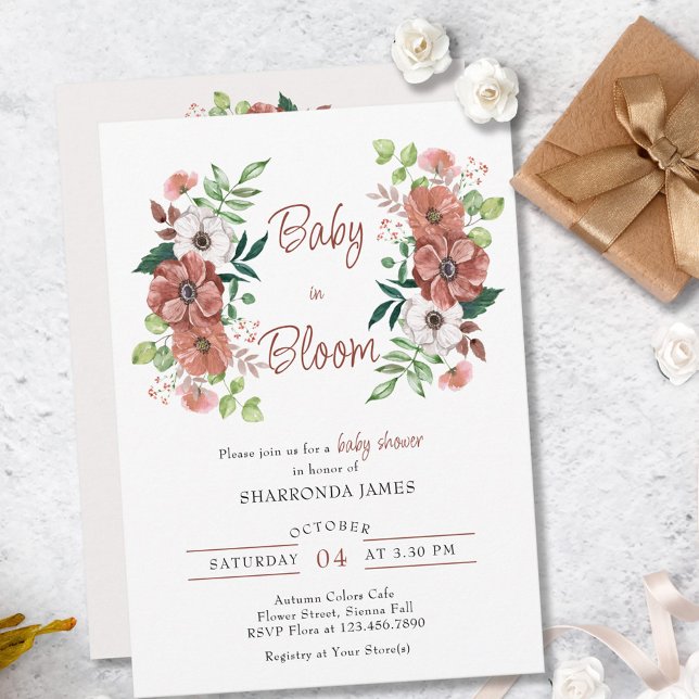 Invitation Bébé en Fleur d'automne Baby shower (Créateur téléchargé)