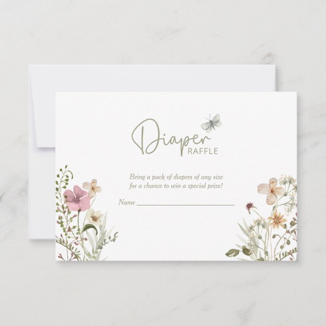Invitation Bébé en fleur de couches Baby shower fille Raffle (Devant)