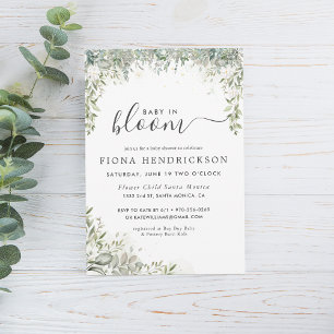 Invitation Bébé en Fleur   Fête de Naissance Floral Blanc