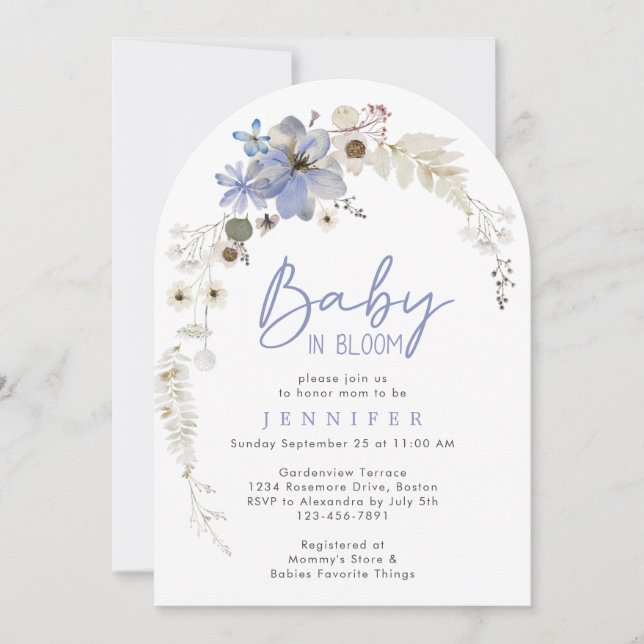 Invitation Bébé En Fleur Fleur sauvage Baby shower Arc Floral (Devant)