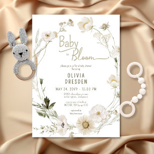 Invitation Bébé en fleur Fleur sauvage Baby shower de couronn