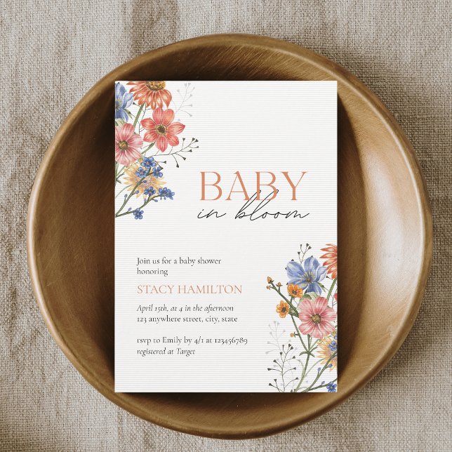 Invitation Bébé en fleur Fleur sauvage Baby shower de printem (Créateur téléchargé)
