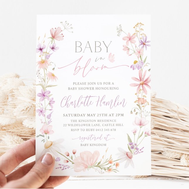 Invitation Bébé En Fleur Fleur sauvage Baby shower Floral (Créateur téléchargé)