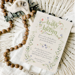 Invitation Bébé en Fleur Fleur sauvage Baby shower Floral mod