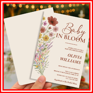 Invitation Bébé en Fleur Fleur sauvage brûlé Baby shower oran