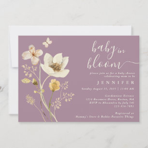 Invitation Bébé En Fleur Fleur sauvage Dusty Baby shower pour