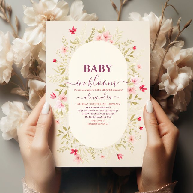 Invitation Bébé en fleur fleurs sauvages floraux sans sexe (Créateur téléchargé)