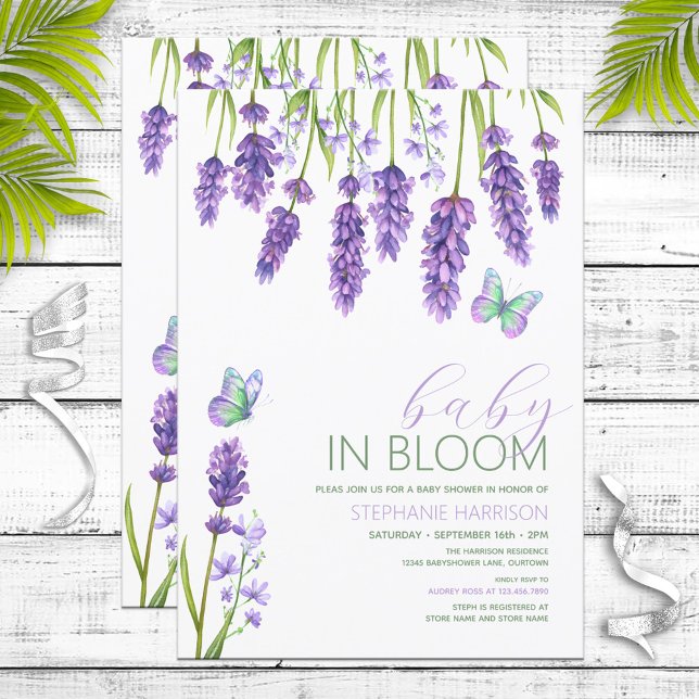 Invitation Bébé en Fleur Lavande Baby shower Fleur sauvage (Créateur téléchargé)