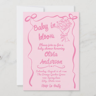 Invitation Bébé en Fleur Main Fleur Tirée Douche Bouquet