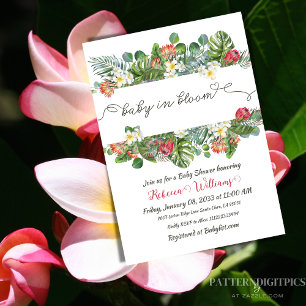 Invitation Bébé en Fleur Palm Verdure Tropical Floral Douche