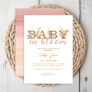 Invitation Bébé En Fleur Pampas Grass Boho Chic Baby shower