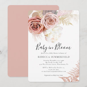 Invitation Bébé en Fleur Pampas Grass Boho Girl Douche