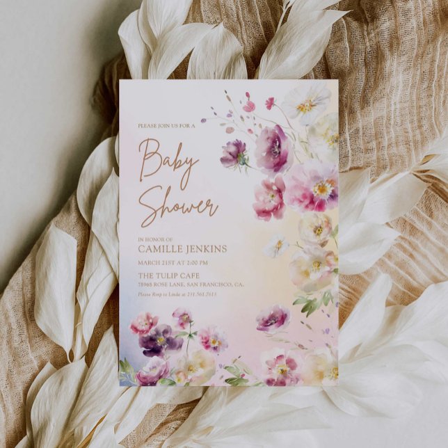 Invitation Bébé en Fleur Printemps Baby shower Floral Invitat (Créateur téléchargé)