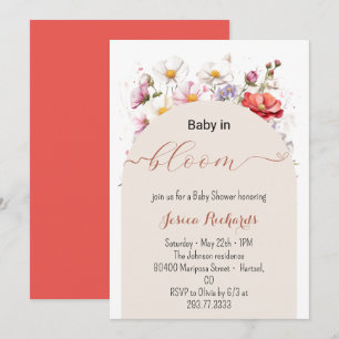 Invitation Bébé en Fleur Printemps Été Baby shower Floral