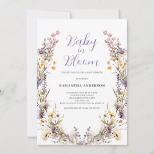 Invitation Bébé En Fleur Purple Floral Baby shower Fille