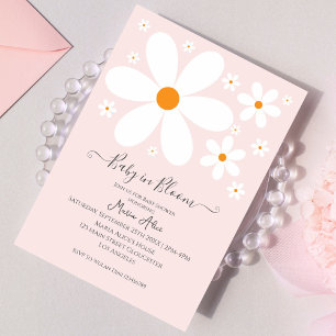 Invitation Bébé en Fleur Rose Baby shower de marguerite Invit