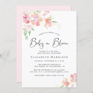 Invitation Bébé en Fleur Rose Floral Bébé Sprinkle