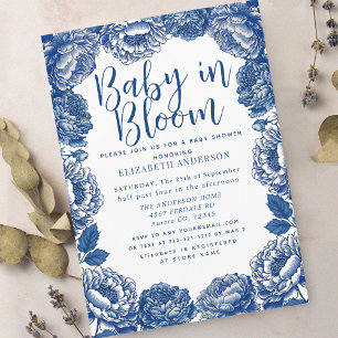 Invitation Bébé en Fleur Toile De Jouy Baby shower Floral
