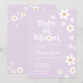 Invitation Bébé en fleur violet Baby shower de marguerite Inv
