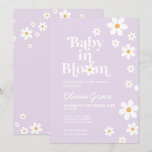 Invitation Bébé en fleur violet Baby shower de marguerite Inv