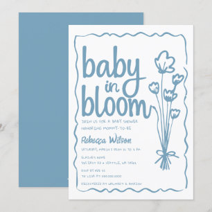 Invitation Bébé en fleur Whimsical main tiré Baby shower garç