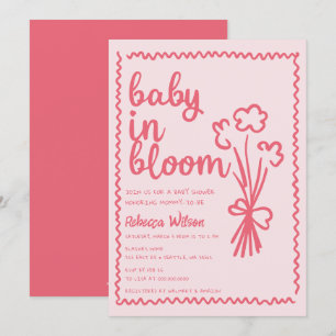 Invitation Bébé en fleur Whimsical MainDrawn Girl Baby shower