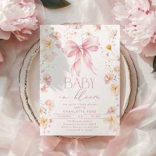 Invitation Bébé en fleurs Arc en rose Baby shower