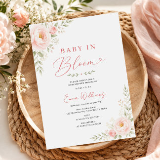 Invitation Bébé en fleurs, Baby Shower aux douces fleurs past