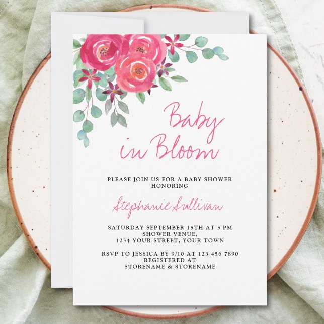 Invitation Bébé en fleurs Baby shower de fille (Créateur téléchargé)