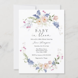Invitation Bébé en fleurs Baby shower Fleurs Féminines