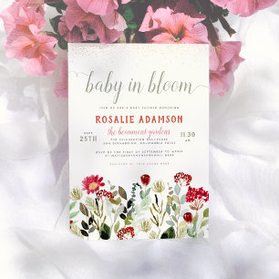 Invitation Bébé en fleurs   Baby shower Floral de verdure mod