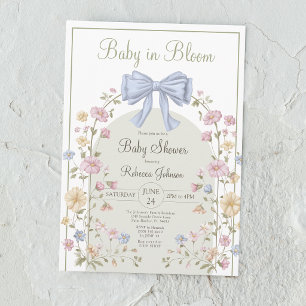 Invitation Bébé en fleurs Baby Shower Pastel Fleurs Sauvages
