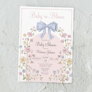 Invitation Bébé en fleurs Baby Shower Pastel Fleurs Sauvages