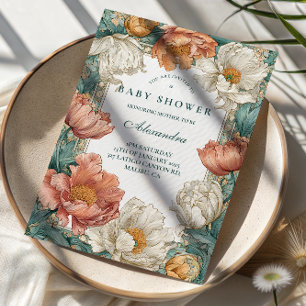 Invitation Bébé en fleurs douche florale