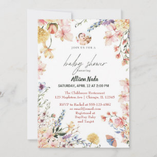 Invitation Bébé en fleurs fleurs sauvages floraux