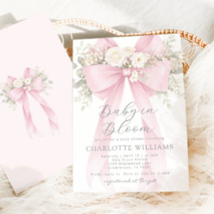 Invitation Bébé en fleurs floral rose bébé douche