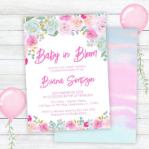 Bébé en fleurs rose bleu pêche Fête prénatale