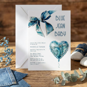 Invitation Bébé en Jean Bleu Baby Shower