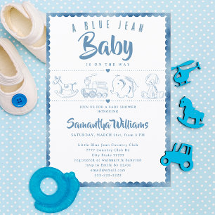 Invitation Bébé en Jean Bleu Cadeaux Mignons Fête de Naissanc